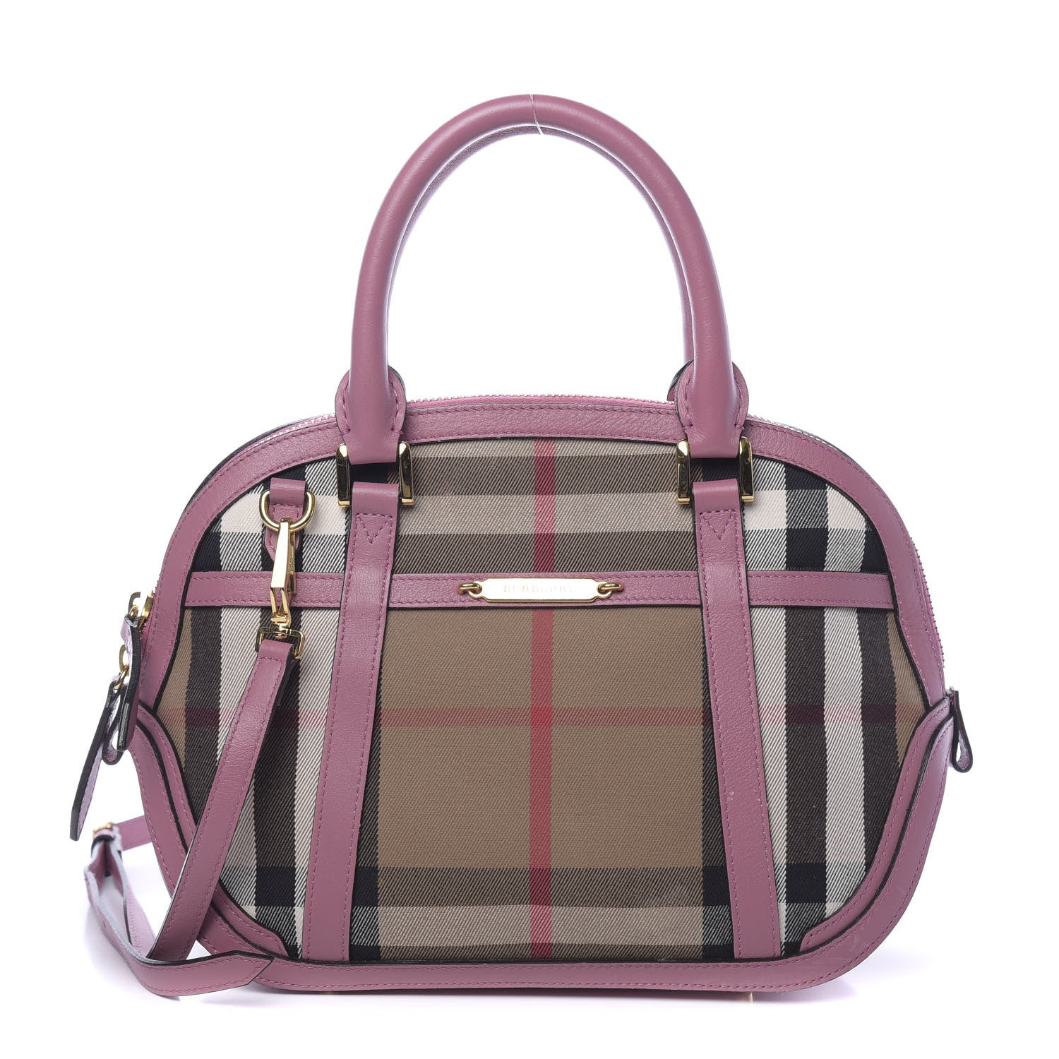 Burberry Bridle Calfskin House Check Small Orchard Bowling Bag Pink 1 of 13