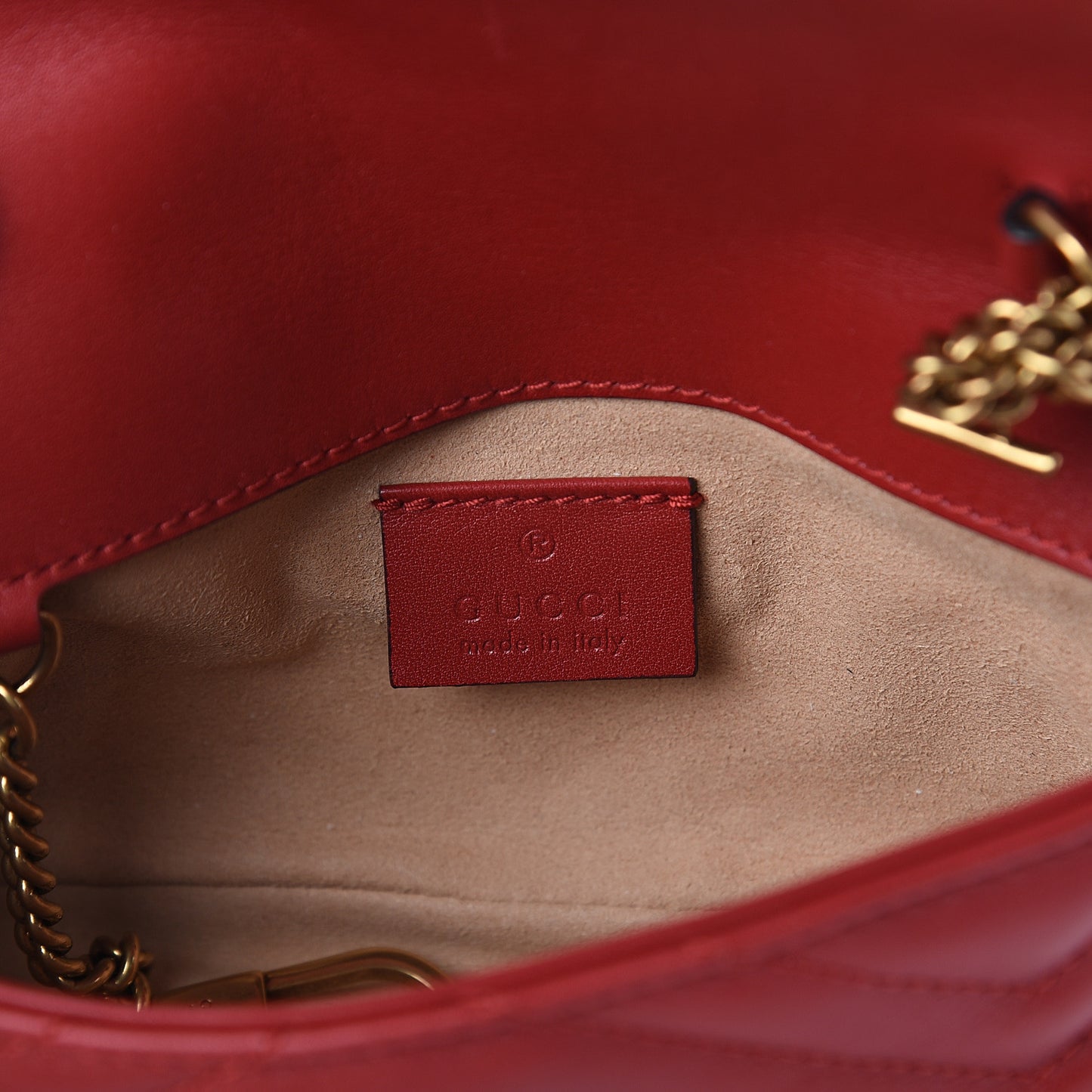 Calfskin Matelasse Super Mini GG Marmont Shoulder Bag Hibiscus Red
