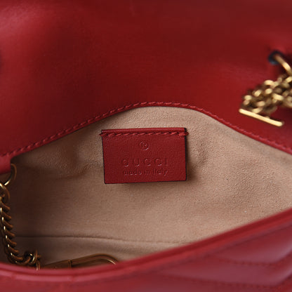 Gucci Calfskin Matelasse Super Mini GG Marmont Shoulder Bag Hibiscus Red 5 of 8