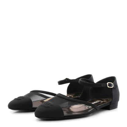 Chanel Mesh Grosgrain Cap Toe CC Flats 38.5 Black 4 of 9
