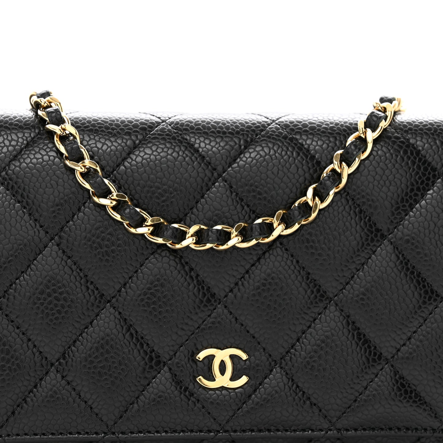 Caviar Quilted Wallet on Chain WOC Black
