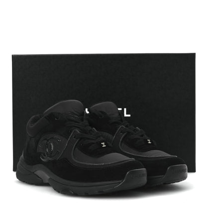 Chanel Fabric Calfskin Suede CC Sneakers 38.5 Black 12 of 12