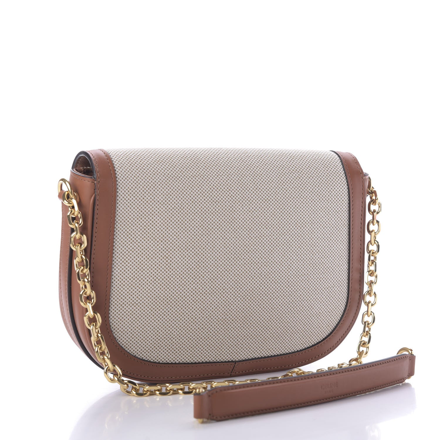 Celine Textile Natural Calfskin Medium Chain Maillon Triomphe Tan White 3 of 8