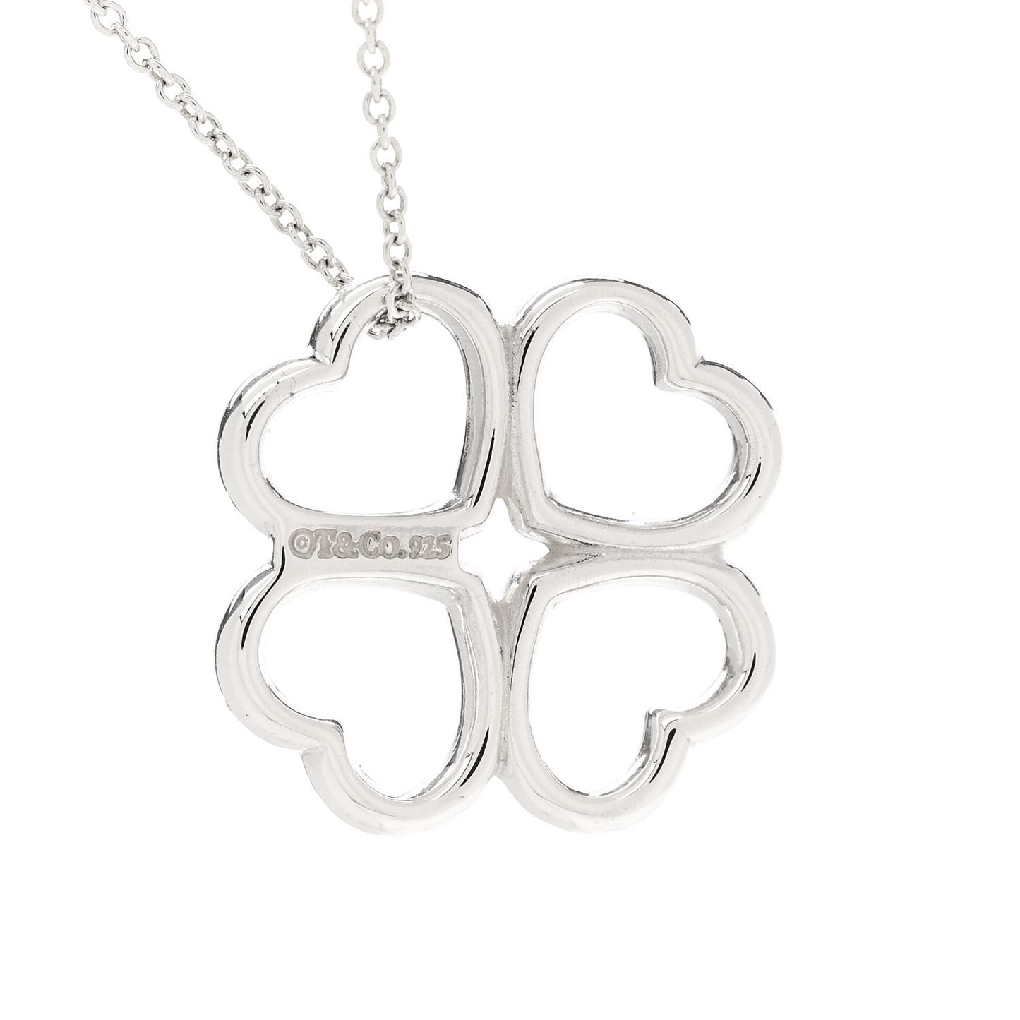 Sterling Silver Four Hearts Clover Pendant Necklace