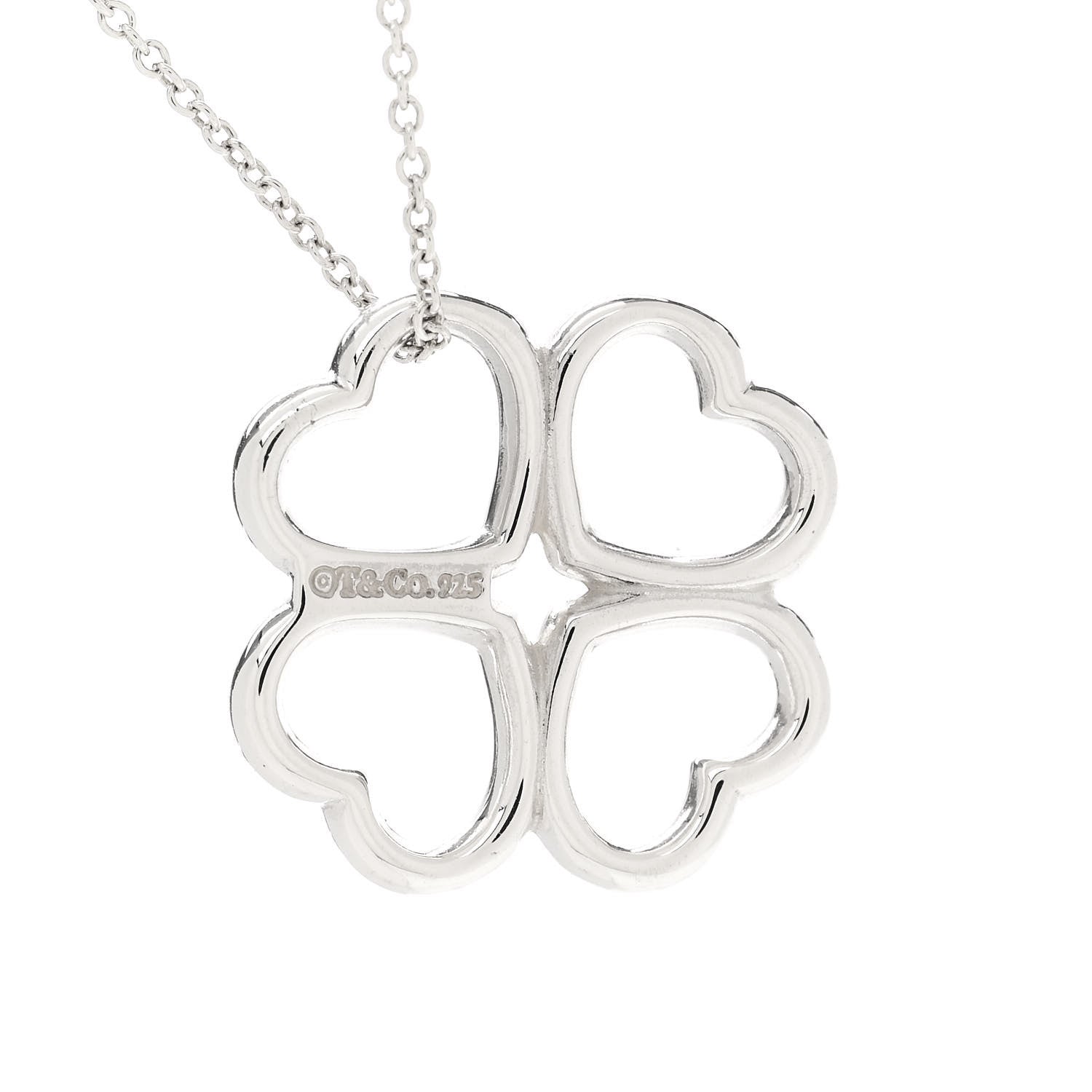 Tiffany Sterling Silver Four Hearts Clover Pendant Necklace 4 of 7