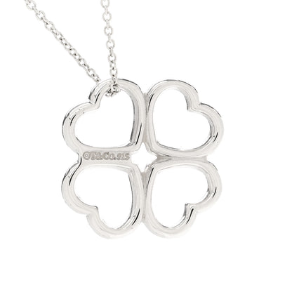 Tiffany Sterling Silver Four Hearts Clover Pendant Necklace 4 of 7