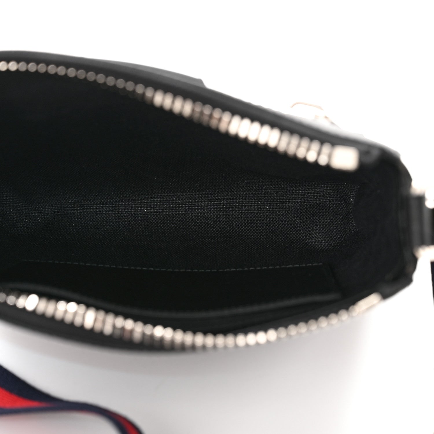 Gucci GG Supreme Monogram Web Small Flat Messenger Bag Black Grey 5 of 11