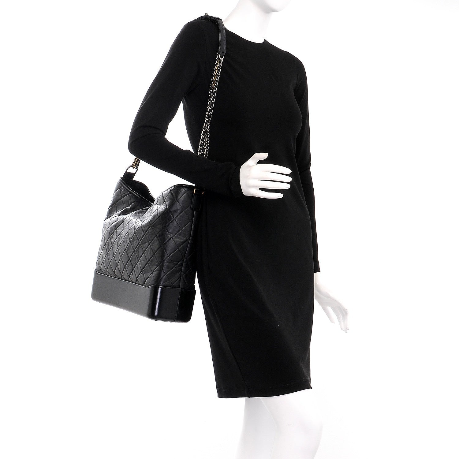 Chanel Aged Calfskin Quilted Large Gabrielle Hobo Black 3 of 8