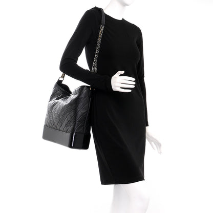 Chanel Aged Calfskin Quilted Large Gabrielle Hobo Black 3 of 8