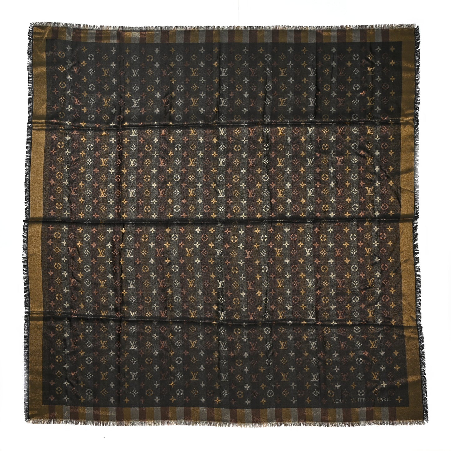 Silk Lurex Wool So Shine Monogram Shawl Black