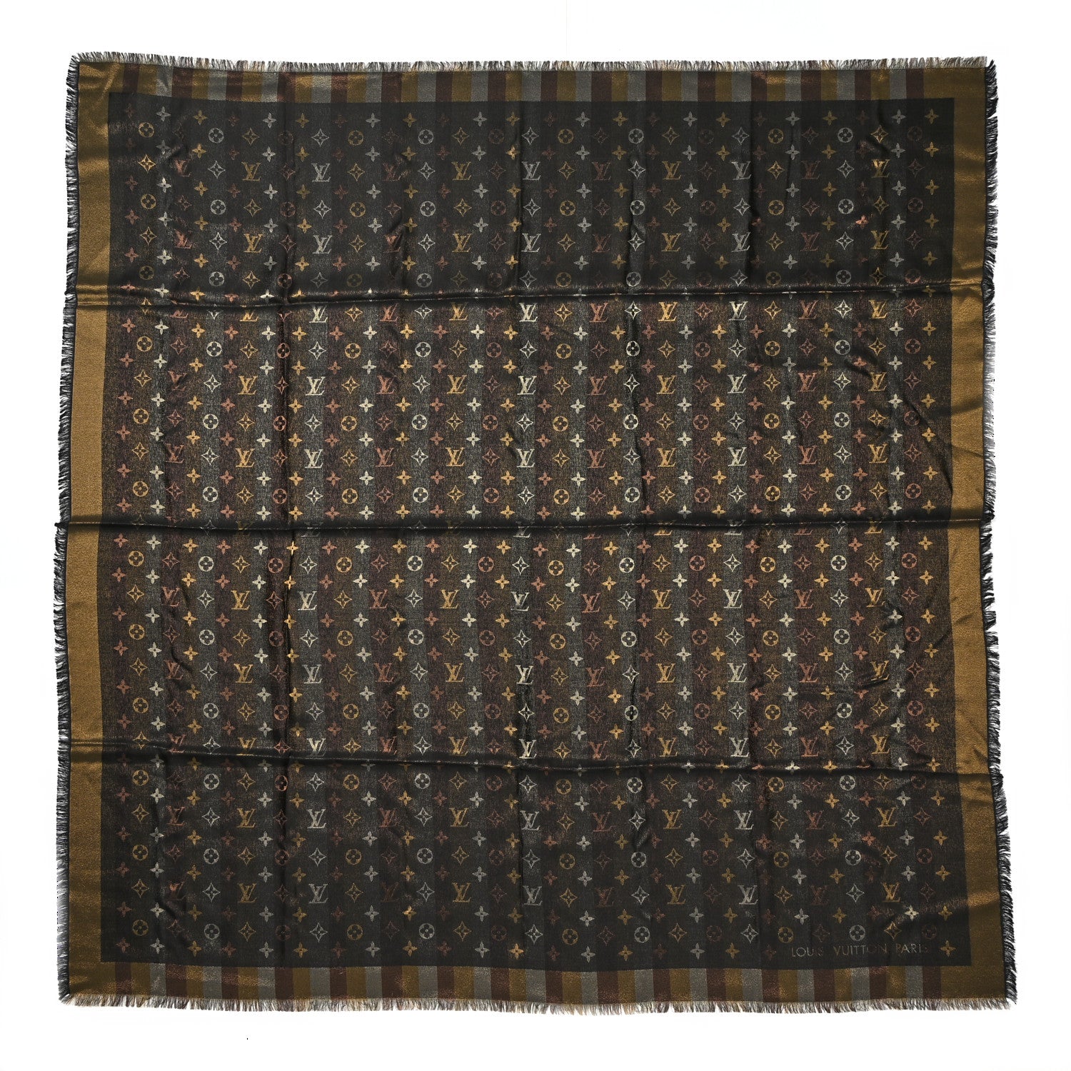 Louis Vuitton Silk Lurex Wool So Shine Monogram Shawl Black 1 of 3