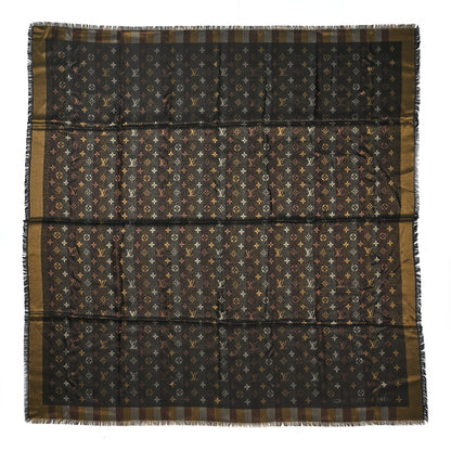Louis Vuitton Silk Lurex Wool So Shine Monogram Shawl Black 1 of 3