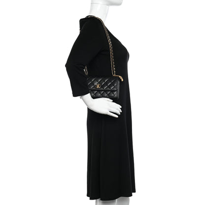 Chanel Shiny Caviar Quilted Flap Charm Wallet On Chain WOC Black 2 of 13