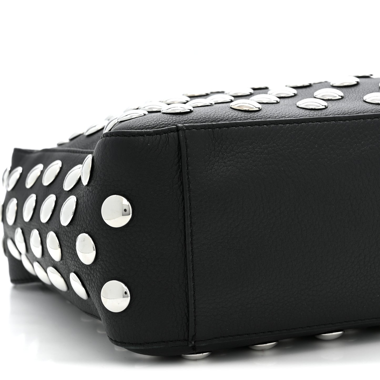 Pebbled Sport Calfskin Studded Elena Black