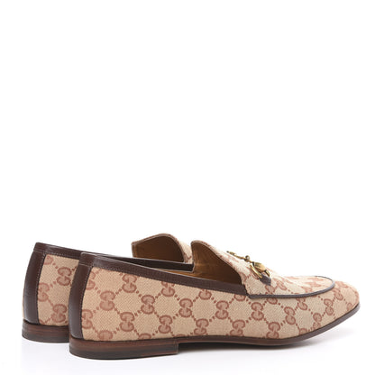 Gucci Canvas GG Monogram Horsebit Mens Jordaan Loafers 7.5 Beige Ruggine Light Brown 4 of 9