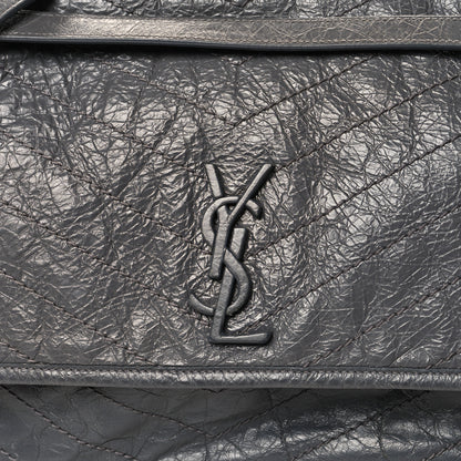 Saint Laurent Crinkled Calfskin Matelasse Monogram Large Niki Chain Satchel Storm 8 of 11
