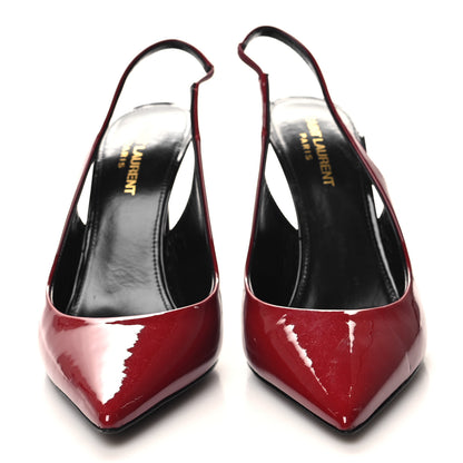 Saint Laurent Patent Calfskin Zoe 105 Slingback Pump 38.5 Red 2 of 9