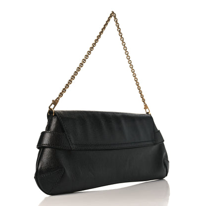 Gucci Textured Calfskin Horsebit Chain Clutch Black 2 of 8