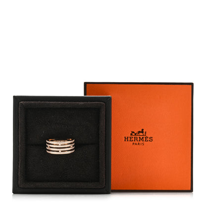 Hermes 18K Rose Gold Diamond GM Ariane Wedding Band Ring 52 6 4 of 4