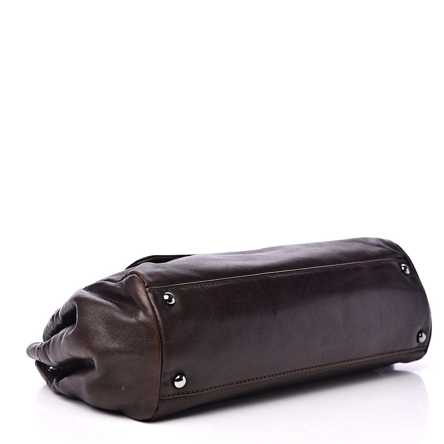 Lambskin Lax Accordion Flap Marron Fonce