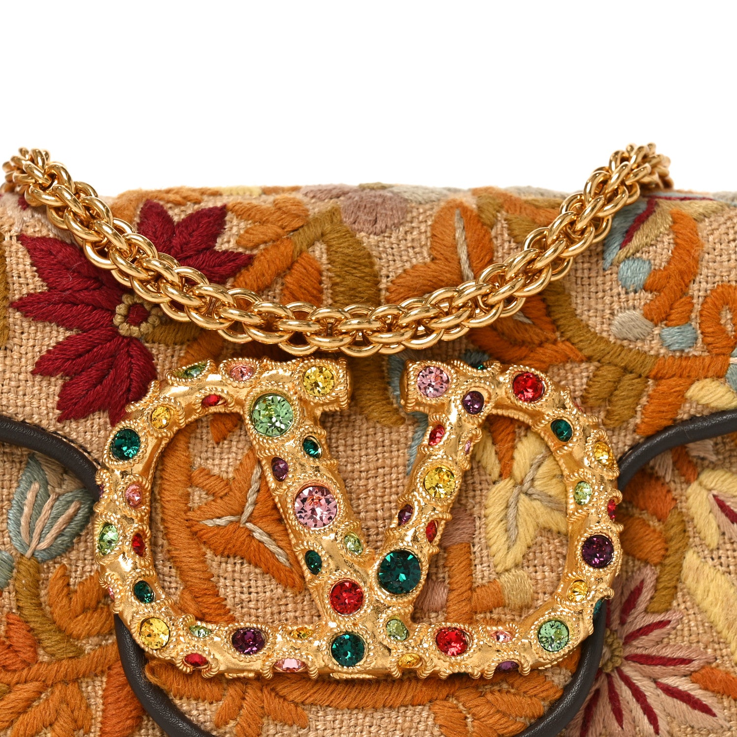 Valentino Garavani Fabric Karung Crystal Embroidered Vlogo Small Loco Shoulder Bag Multicolor 7 of 10
