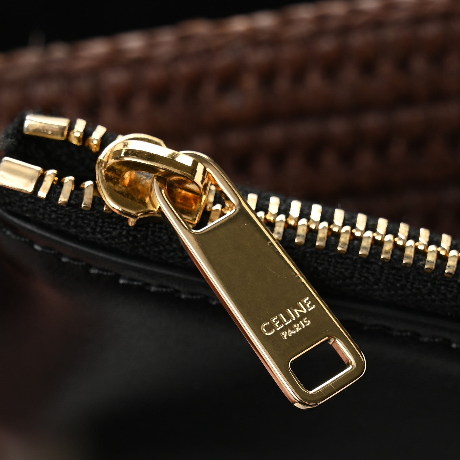 Celine Raffia Striped Calfskin Triomphe Couffin Panier Black Brown