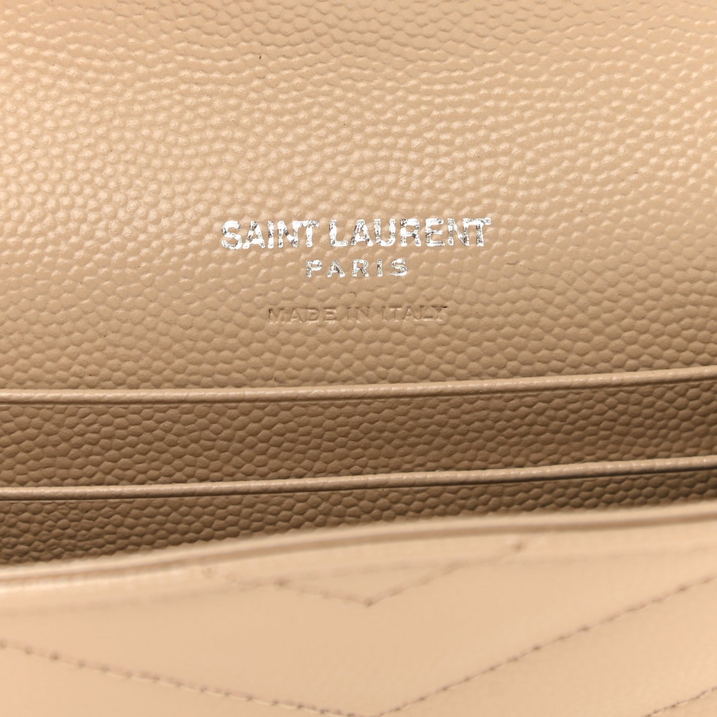 Grain De Poudre Matelasse Chevron Small Monogram Envelope Wallet Dark Beige