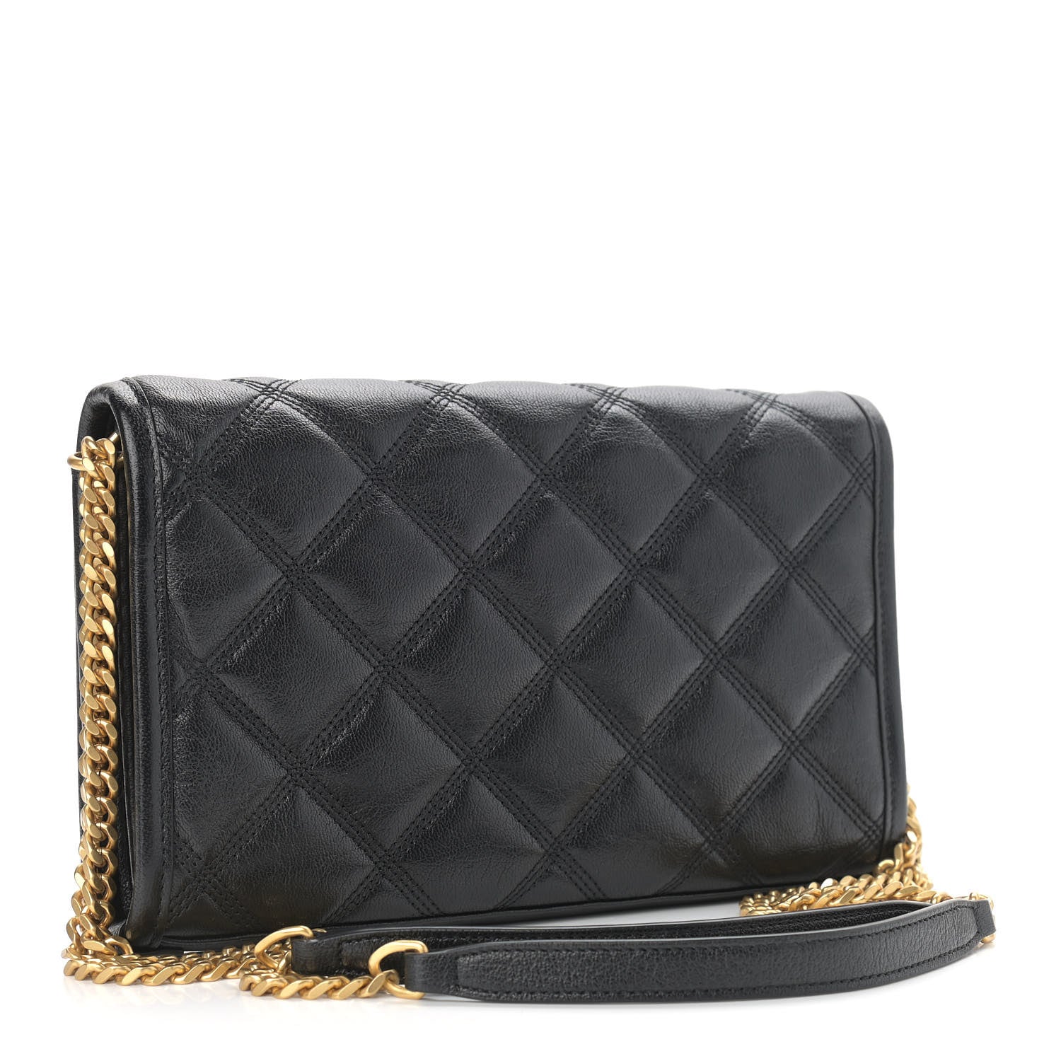 Saint Laurent Lambskin Diamond Quilted Becky Chain Wallet Black 3 of 10