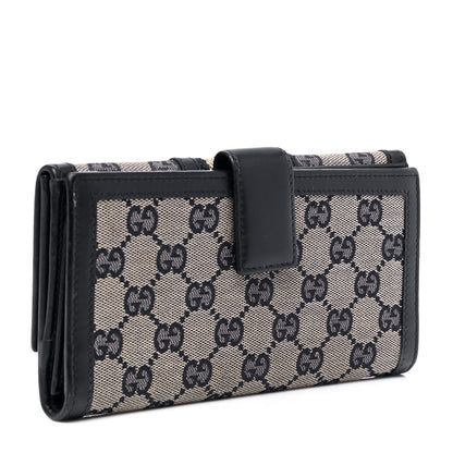 Gucci Monogram Vintage Web Continental Wallet Navy Blue 2 of 5