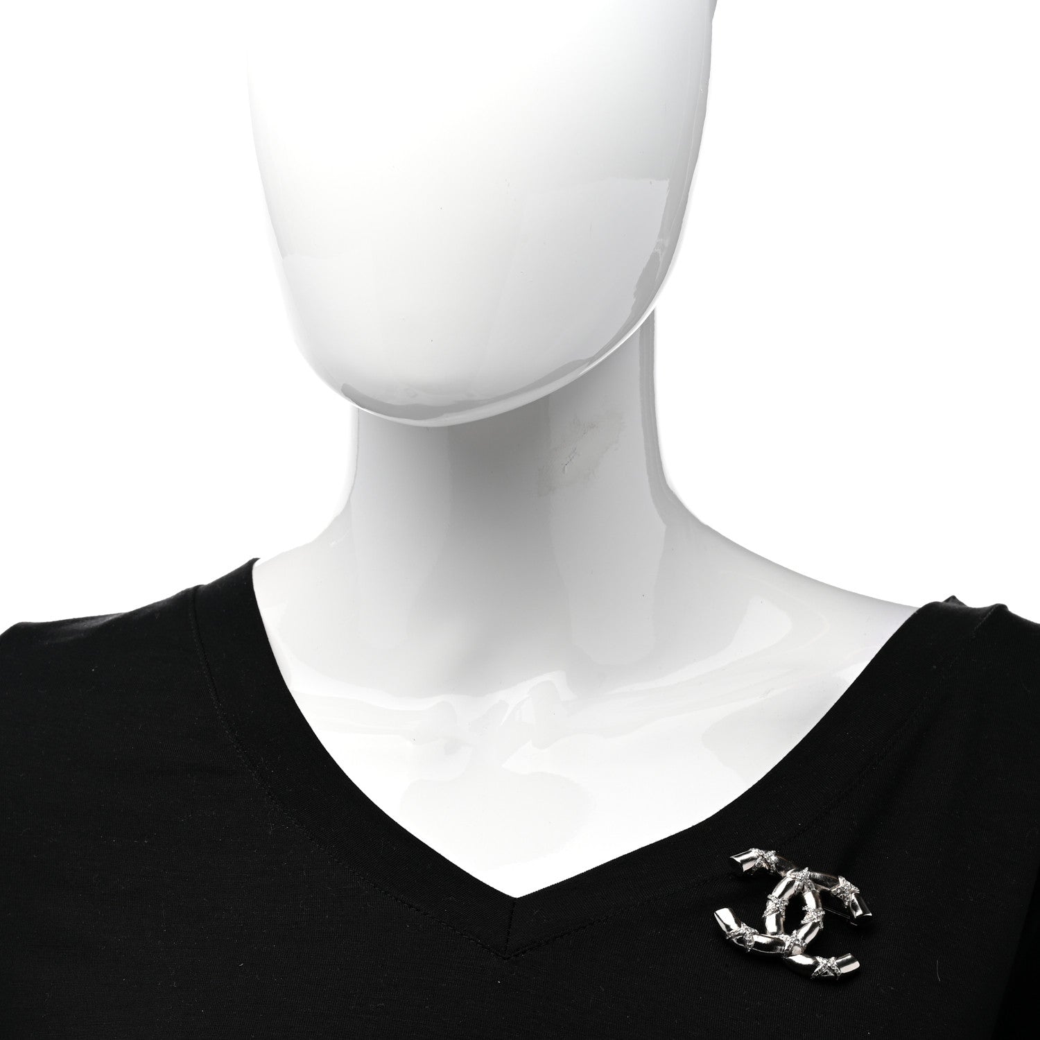 Chanel Crystal CC Brooch Silver 2 of 5