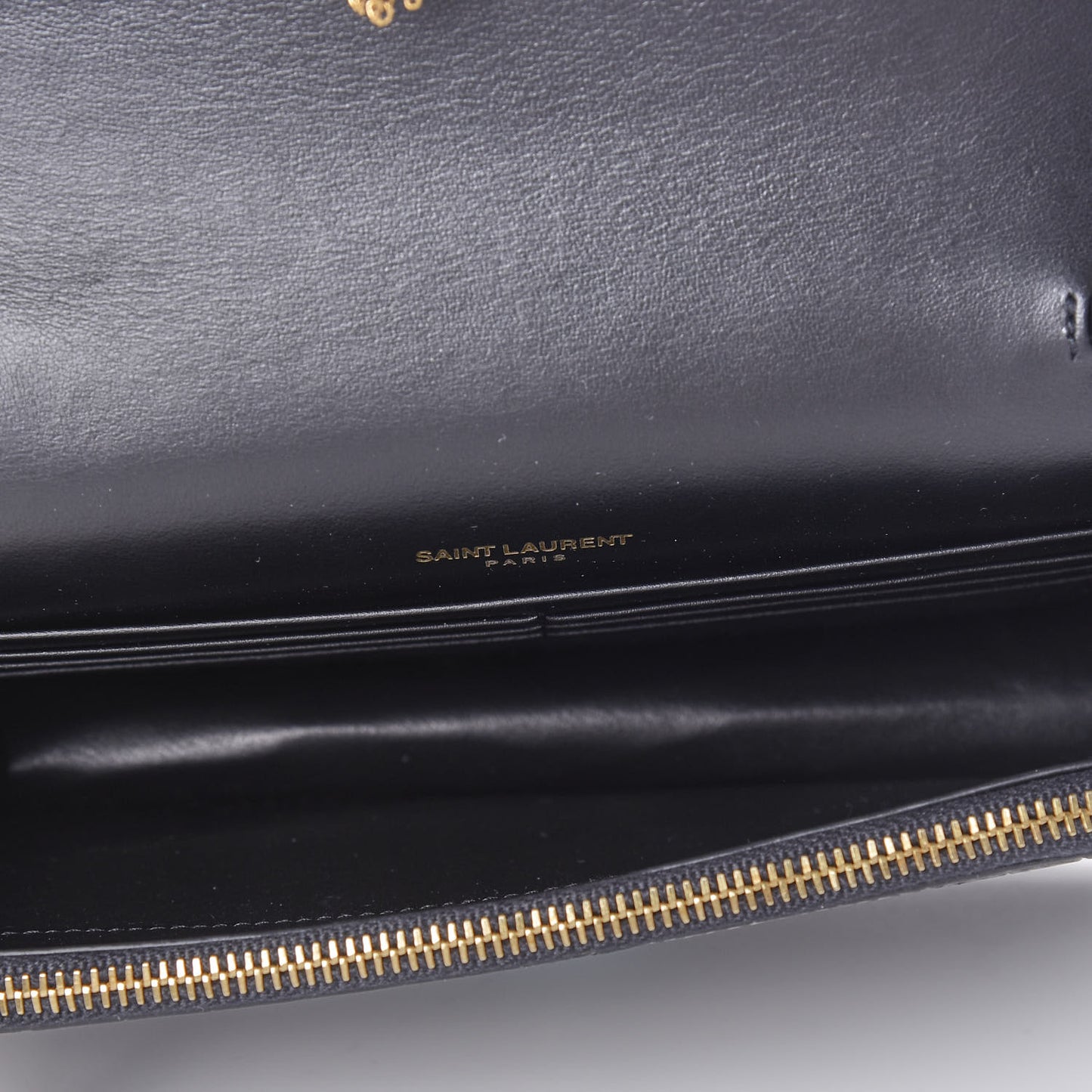 Calfskin Crocodile Embossed Kate Monogram Tassel Chain Wallet Black