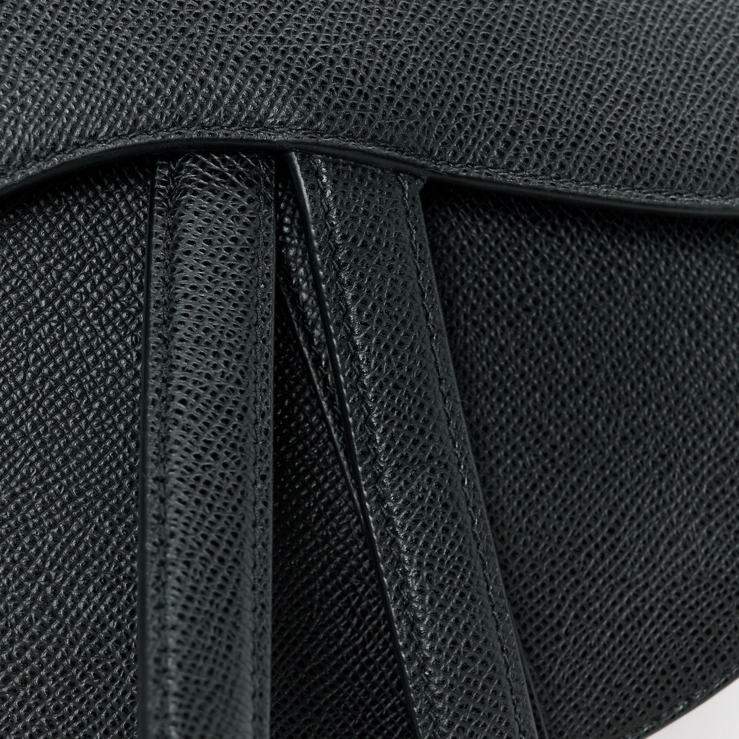Grained Calfskin Saddle Bag With Strap Black