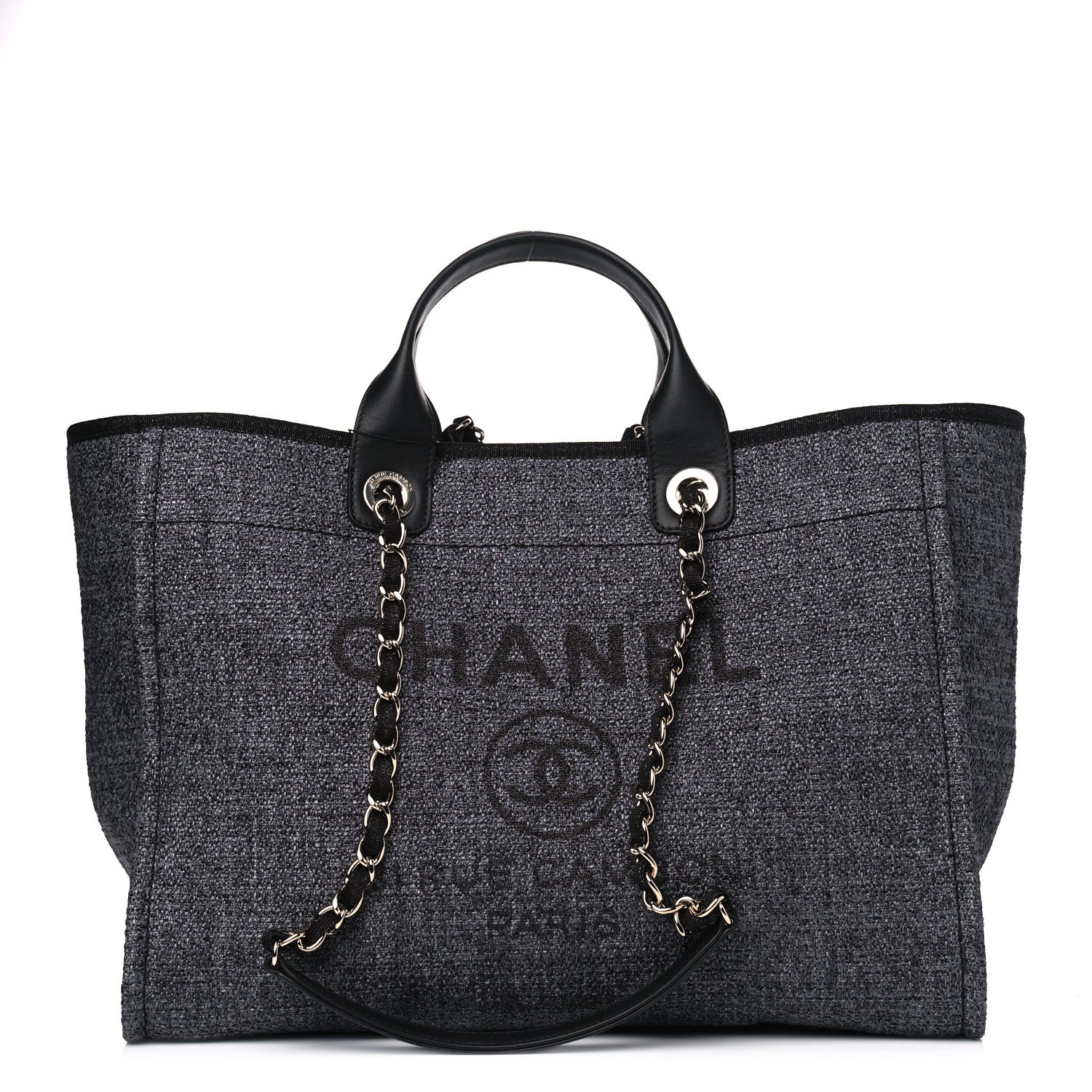 Chanel Woven Straw Raffia Large Deauville Tote Grey 1 of 5
