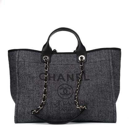 Chanel Woven Straw Raffia Large Deauville Tote Grey 1 of 5