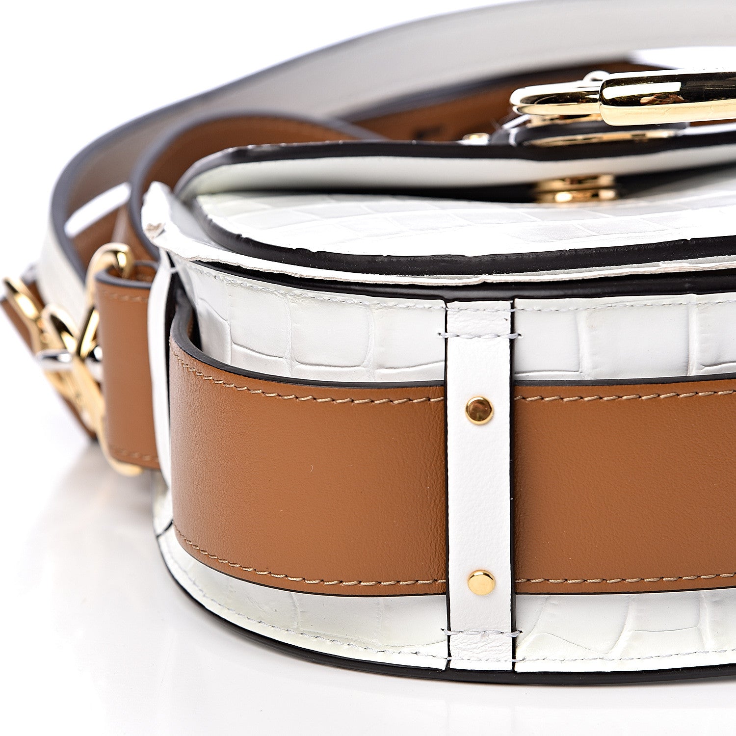 Chloe Calfskin Crocodile Embossed Small Tess Bag Brilliant White 7 of 9