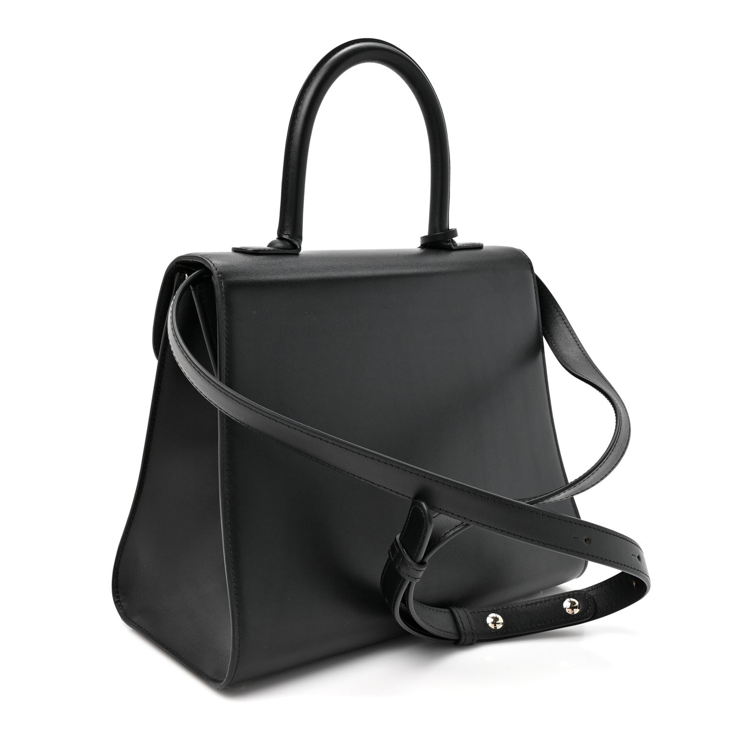 Box Calfskin MM Brillant Satchel Black Black