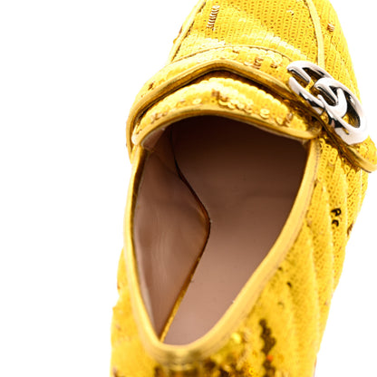 Gucci Sequin Satin Matelasse GG Marmont Moccasin Loafers 35.5 Gold Yellow Giallo Oro Vecchio 10 of 13