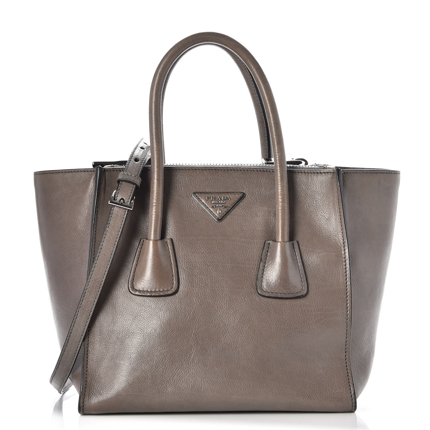 Prada Glace Calf Small Twin Pocket Tote Marmo 1 of 8