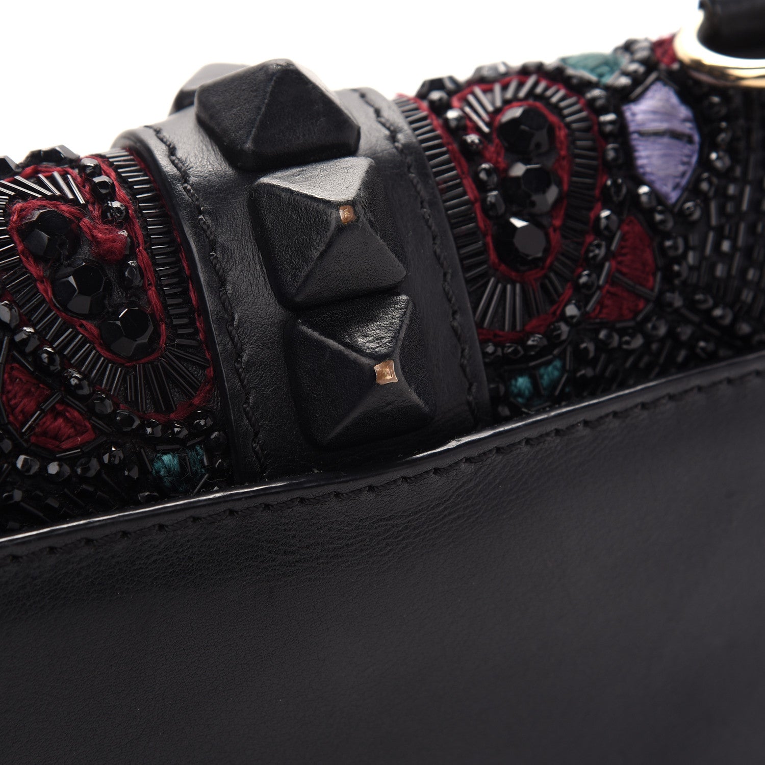 Valentino Garavani Vitello Beaded Small Glam Lock Rockstud Flap Black Multicolor 10 of 11