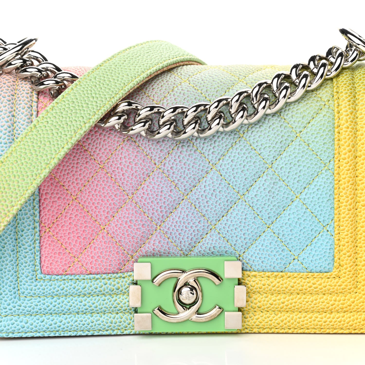 Chanel Caviar Quilted Small Cuba Rainbow Boy Flap Multicolor 10 of 11