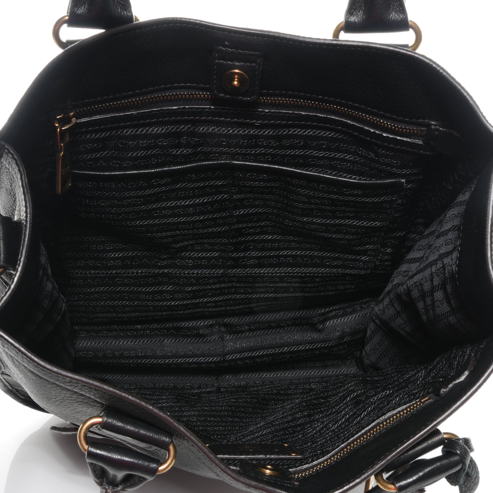 Prada Deerskin Zipper Detail Tote Black 5 of 13