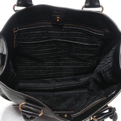 Prada Deerskin Zipper Detail Tote Black 5 of 13