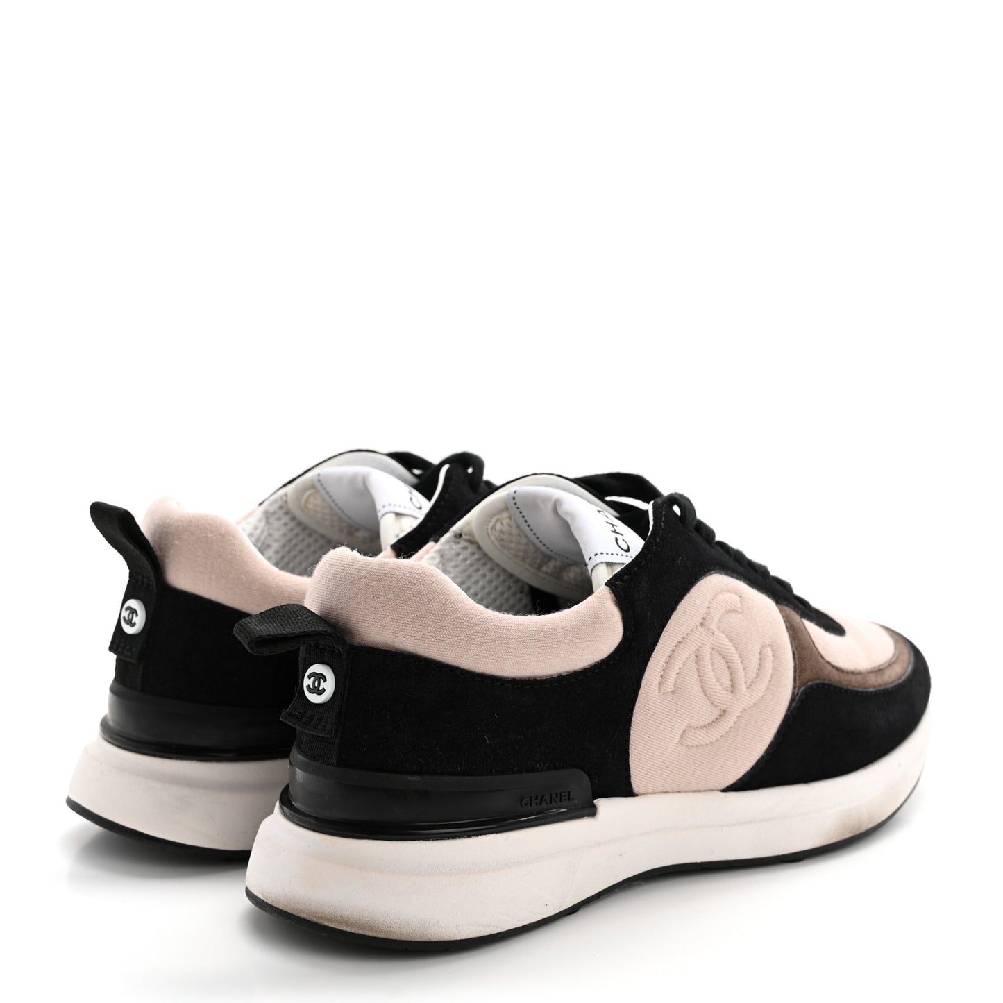 Suede Calfskin Fabric CC Sneakers 36 Dark Grey Light Pink