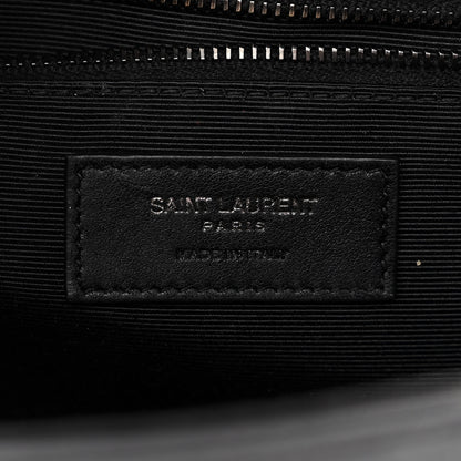 Saint Laurent Calfskin Crocodile Embossed Monogram Large Satchel Black 7 of 15