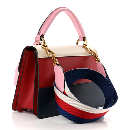 Gucci Calfskin Sylvie Web Small Queen Margaret Top Handle Bag Blue Agata Hibiscus Red Mystic White Sugar Pink 3 of 10