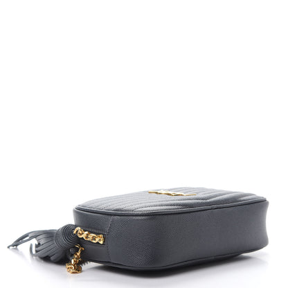 Saint Laurent Grain De Poudre Matelasse Monogram Mini Lou Camera Bag Dark Smog 4 of 11