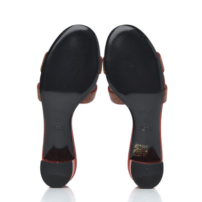 Hermes Suede Goatskin Crystal Powder Oasis Sandals 39 Rouge Tomette 5 of 14