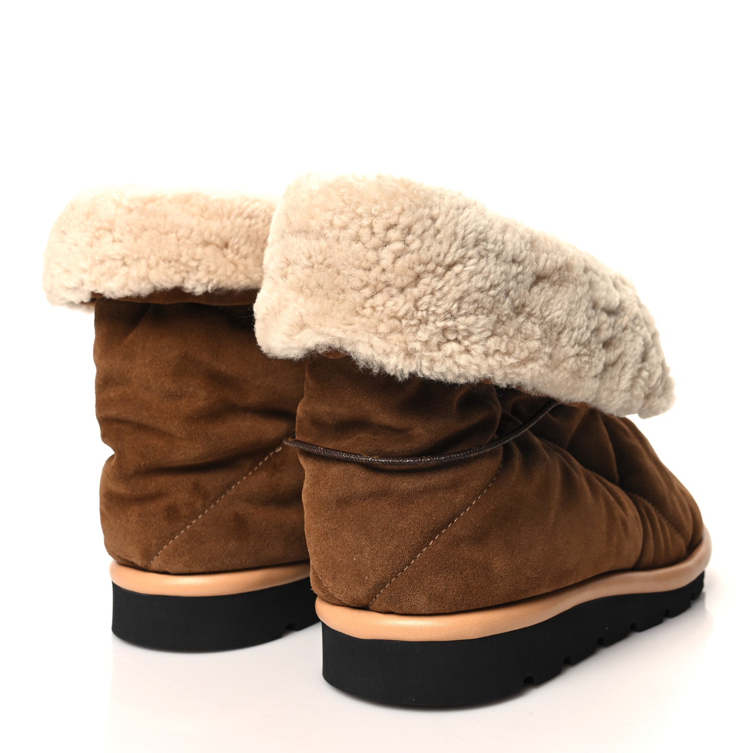 Louis Vuitton Suede Shearling Quilted Flat Ankle Boot 40 Beige 4 of 7