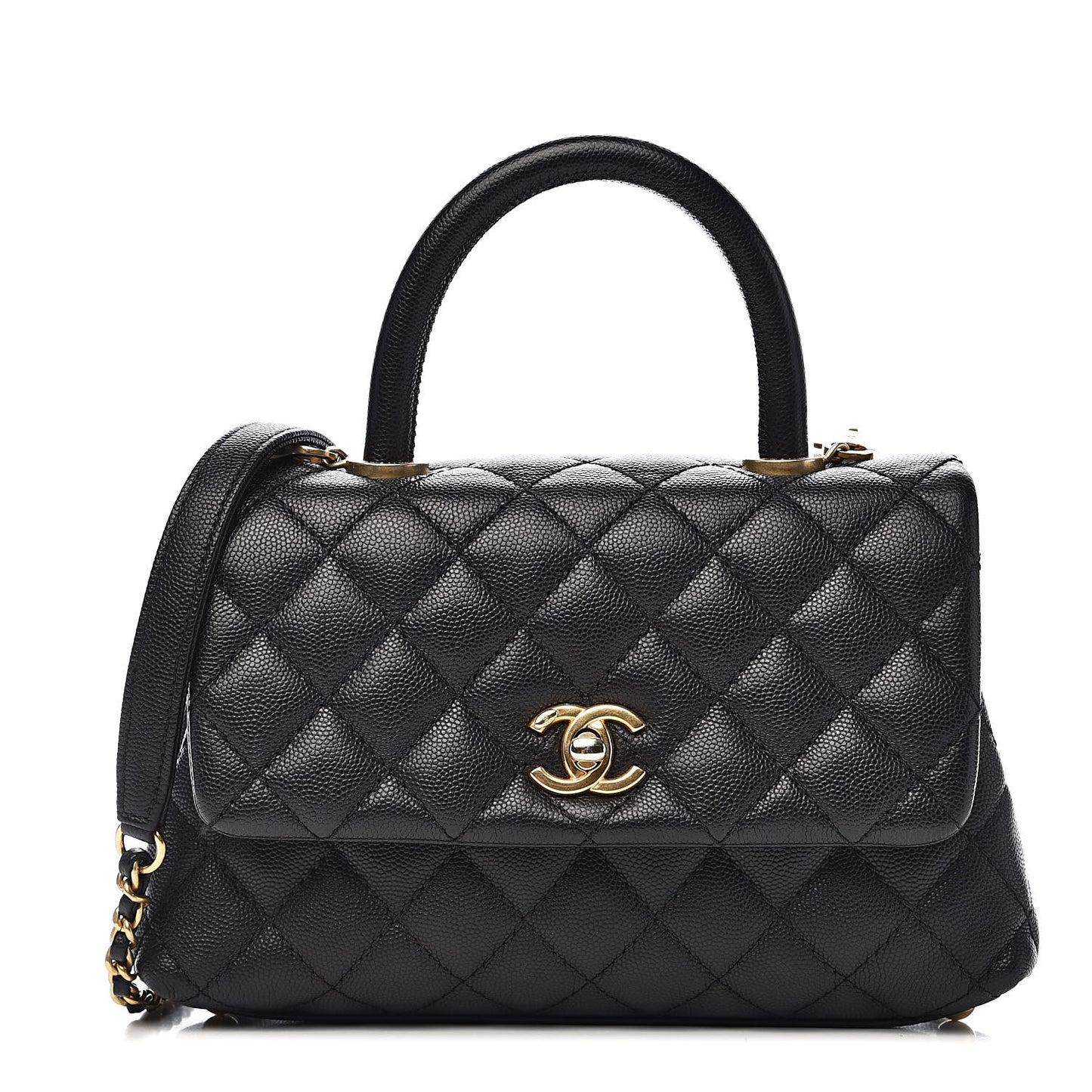 Caviar Quilted Mini Coco Handle Flap Black