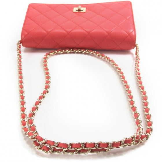 Chanel Lambskin Reissue Wallet On Chain Red 4 of 10